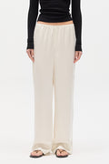 Solene Satin Wide Leg Pant in Ivory, view 1, Bayse Brand
