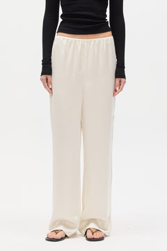 Solene Satin Wide Leg Pant in Ivory, view 1, Bayse Brand