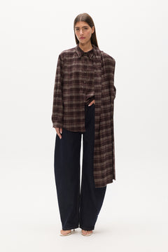 Vaughn Oversized Cape Shirt Set in Plaid, view 3, Bayse Brand