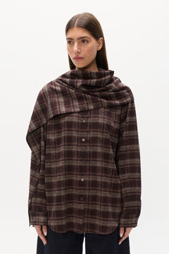 Vaughn Oversized Cape Shirt Set in Plaid, view 2, Bayse Brand
