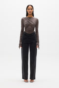 Vera V Waist Straight Leg Jean in Charcoal Fade, view 1, Bayse Brand