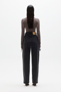 Vera V Waist Straight Leg Jean in Charcoal Fade, view 4, Bayse Brand