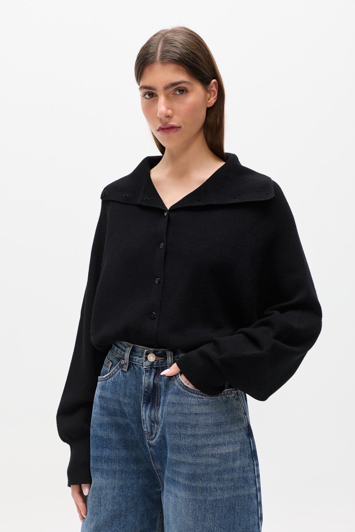 VIOLETTE KNIT CARDIGAN - BLACK