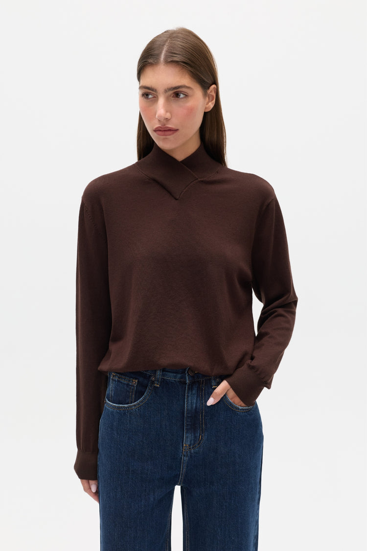YVETTE KNIT JUMPER - CHOCOLATE BROWN