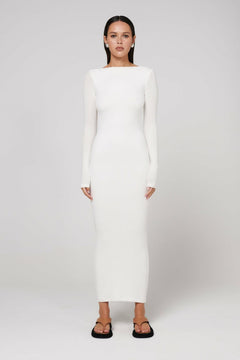 Xena Strapless Midi Dress in White, view 1, Bayse Brand