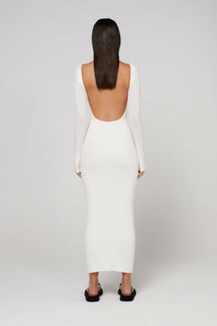 Xena Strapless Midi Dress in White, view 2, Bayse Brand