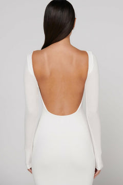 Xena Strapless Midi Dress in White, view 5, Bayse Brand
