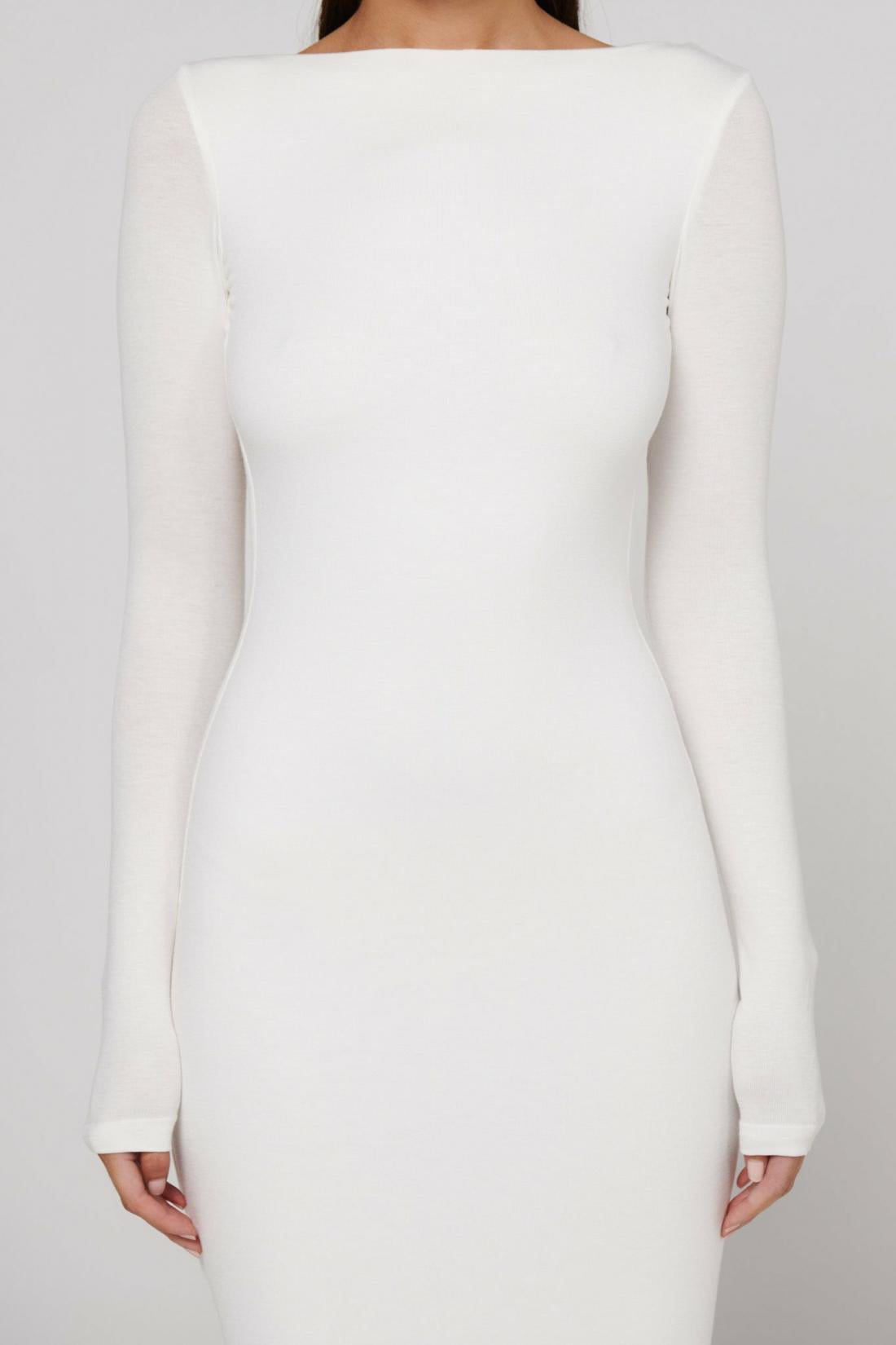 Xena Strapless Midi Dress in White, view 4, Bayse Brand