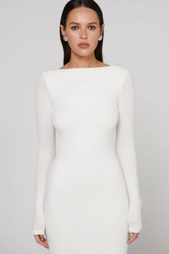 Xena Strapless Midi Dress in White, view 6, Bayse Brand