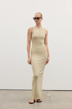 Carla Ribbed Cotton Maxi Dress in Herb, view 1, Bayse Brand
